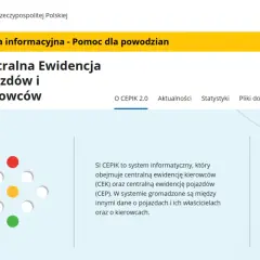 Strona gov.pl z informacjami o Centralnej Ewidencji Pojazdów i Kierowców (CEPiK). Możliwe jest cepik sprawdzenie prawa jazdy.
