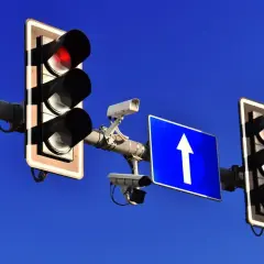 Czerwone światło na sygnalizatorze. Czy wszystkie kamery na światłach robią zdjęcia? Nie wiadomo, ale są zamontowane.