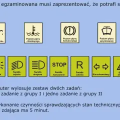 Na egzaminie na prawo jazdy komputer losuje 2 pytania: jedno z grupy I (np. poziom oleju) i jedno z grupy II (np. światła).