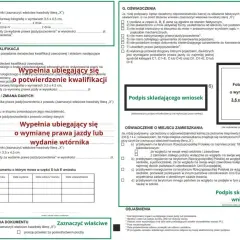 Formularz wniosku o wydanie wtórnika prawa jazdy, z zaznaczonym polem "Wypełnia ubiegający się o wymianę prawa jazdy lub wydanie wtórnika".