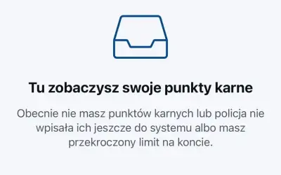Ikona folderu i tekst: "Tu zobaczysz swoje punkty karne". Obecnie nie masz punktów karnych lub policja nie wpisała ich jeszcze do systemu.