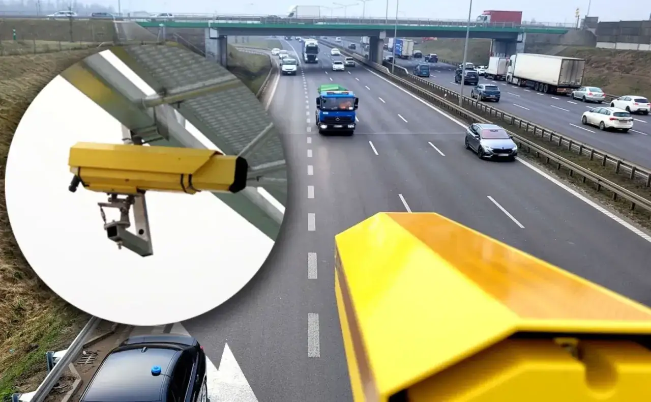 Żółte kamery rejestrują ruch na autostradzie A1. Odcinkowy pomiar prędkości pilnuje kierowców.